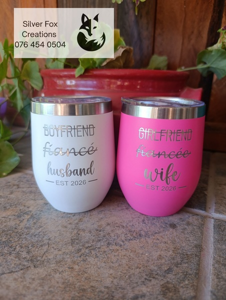 Husband and Wife engraved gin tumbler set