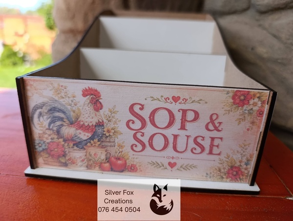 Rustic Decoupaged Sop en Souse Houers / Soup and Sauce Holder
