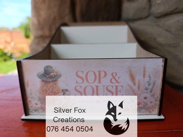 Rustic Decoupaged Sop en Souse Houers / Soup and Sauce Holder