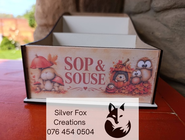Rustic Decoupaged Sop en Souse Houers / Soup and Sauce Holder