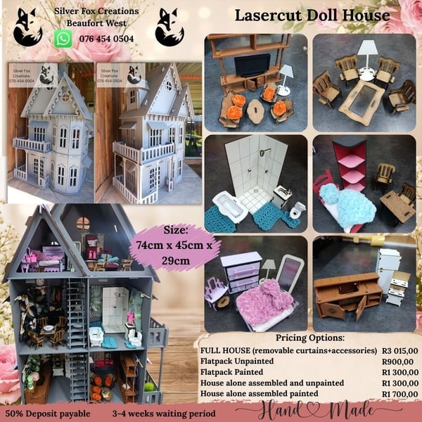 Lasercut Doll House and accessories