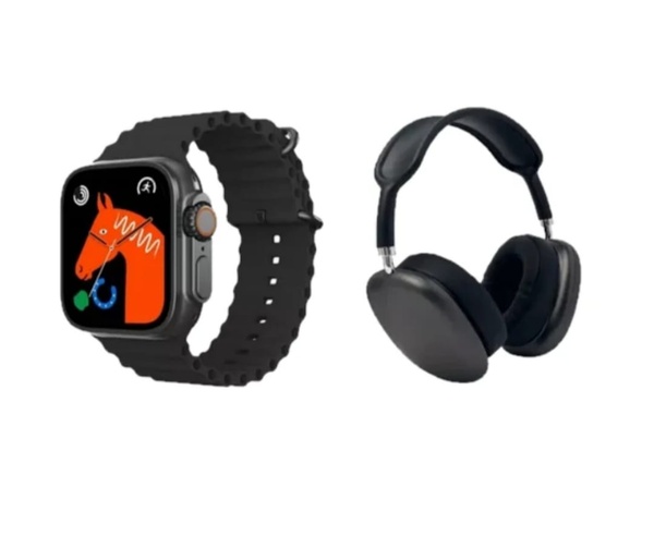 P9 Ultra 2 Smart Watch Set with Wireless TWS Headphones and 7 Strap