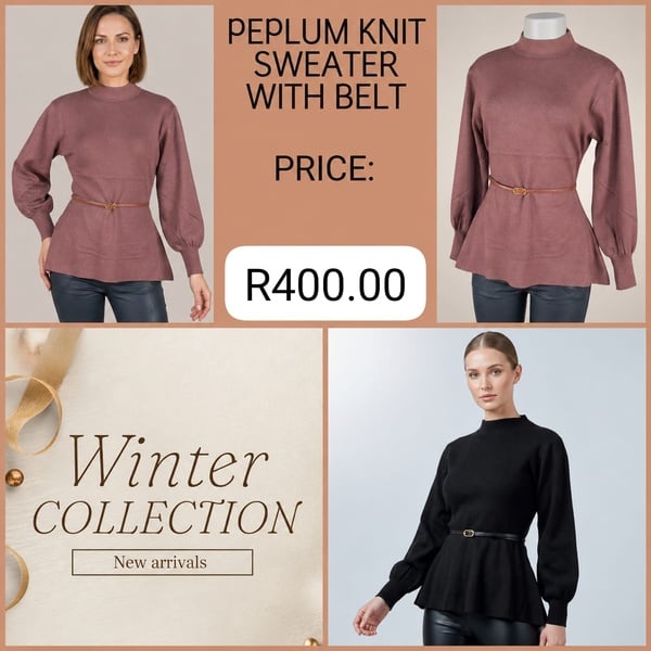 Peplum Knit Sweater with Belt