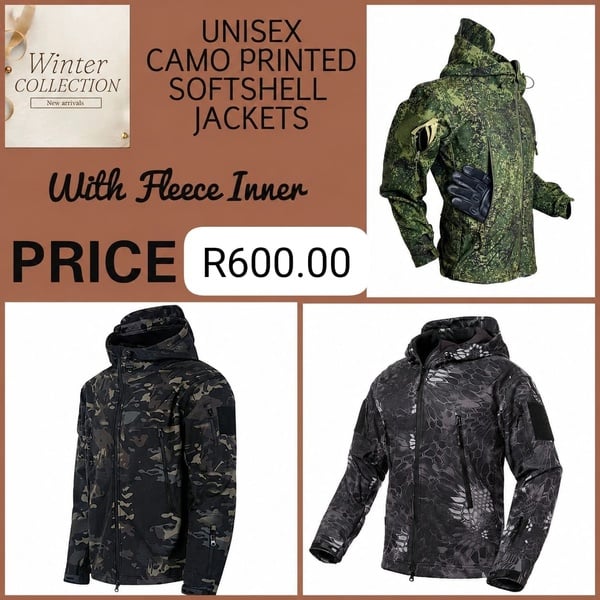 Unisex Camo Printed Softshell Jackets
