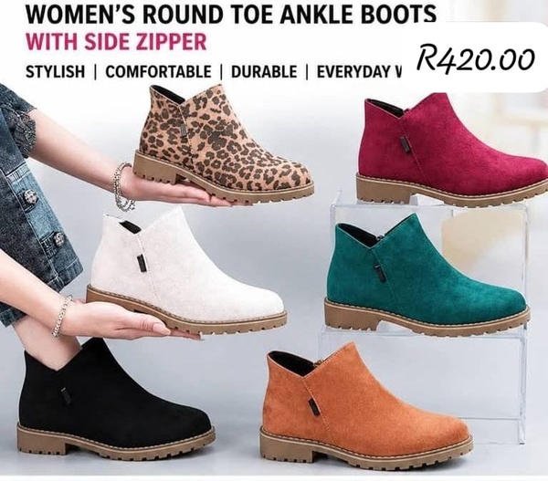 Women Round Toe Ankle Boots with Zipper