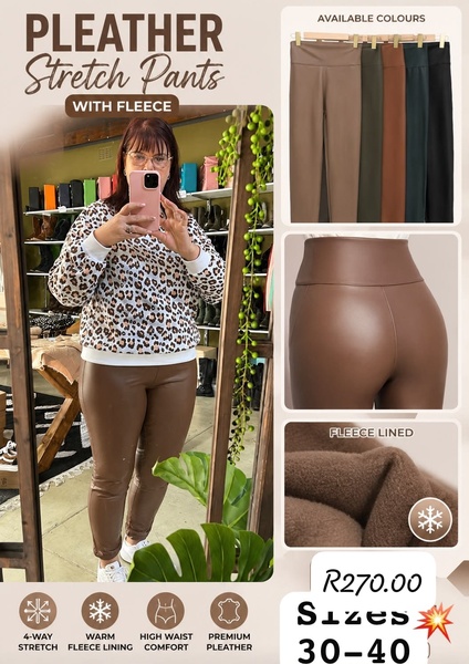 Pleather Stretch Pants with Fleece
