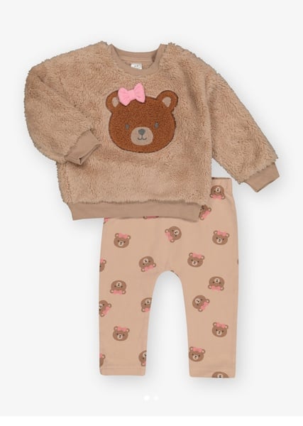 Toddlers cozy bear outfit set