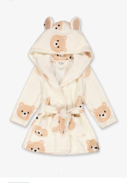Toddlers Bear hooded print Gown