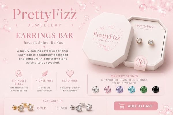 PrettyFizz Earring Bar - Sterling Silver Pouch Reveal