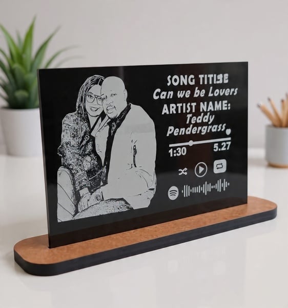 Custom Glass "Spotify Style" Plaque – Personalized Portrait & Song Art