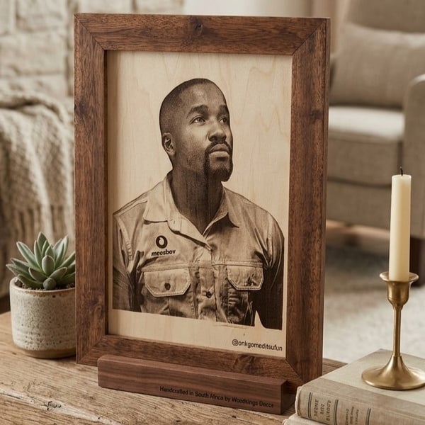 Large Custom Photo-Engraved Wedding Portrait | Handcrafted Wooden Frame (380 x 480mm)