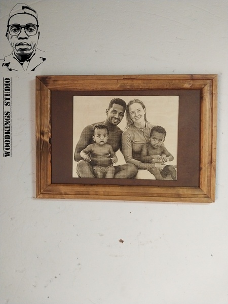 Large Custom Photo-Engraved Wedding Portrait | Handcrafted Wooden Frame (380 x 480mm)