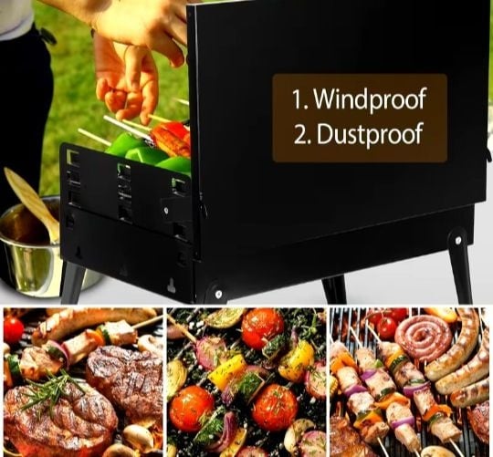 1pc Portable Charcoal BBQ Grill with Foldable Legs