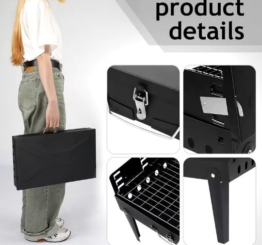 1pc Portable Charcoal BBQ Grill with Foldable Legs