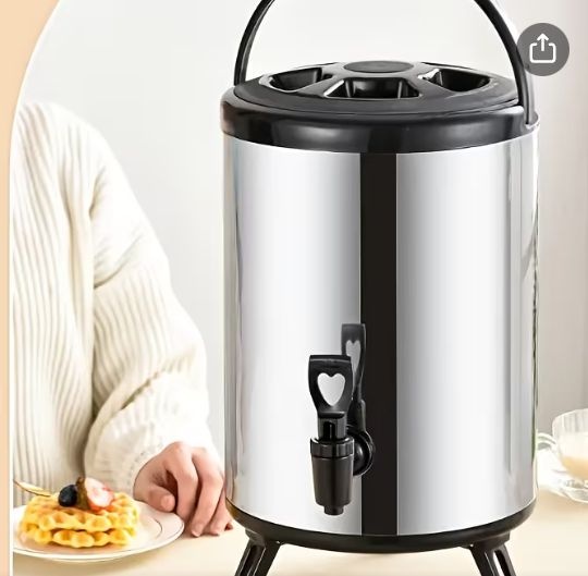 6L Large Commercial Stainless Steel Insulated Tea Dispenser with Ice Cube System