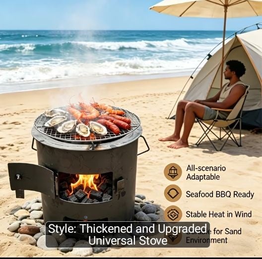 Outdoor Wood-Burning Stove. Suitable for Outdoor Heating, Heating Milk And Coffee, And Barbecue