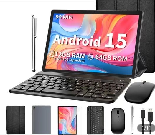 Android 15, Tablet Computer 12GB (4GB+8GB) RAM + 64GB ROM,