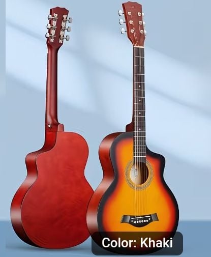 Sun Burst Basswood Acoustic Guitar, Natural Wood Tone, 6-String
