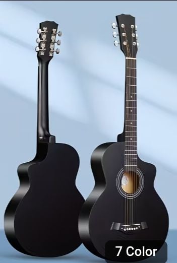 Black Basswood Acoustic Guitar, Natural Wood Tone, 6-String