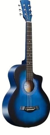 Blue Basswood Acoustic Guitar, Natural Wood Tone, 6-String