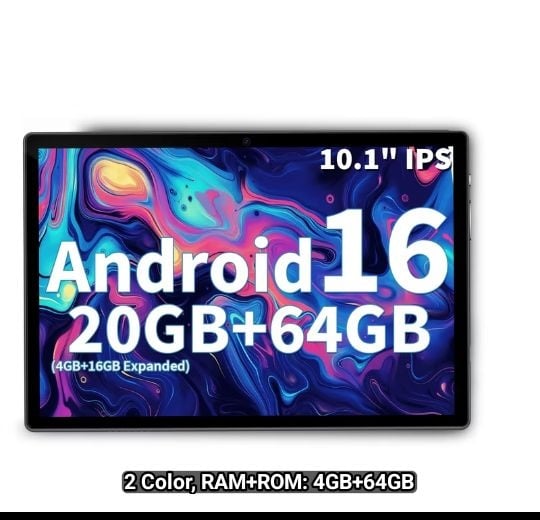 Android 16 Tablet 10 Inch, 20GB (4GB + 16GB) RAM 64GB ROM + 1TB Expandable, Quad-Core CPU 5G