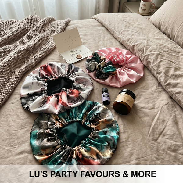 Printed Satin-Lined Bonnet & Scrunchie Gift Set