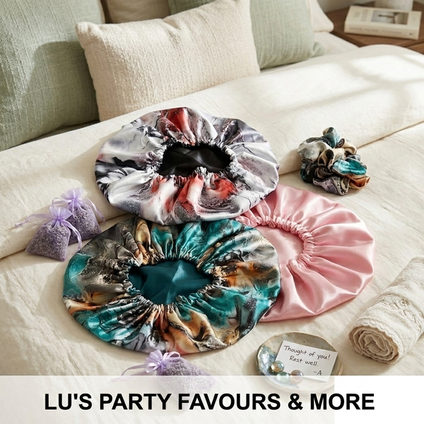 Printed Satin-Lined Bonnet & Scrunchie Gift Set