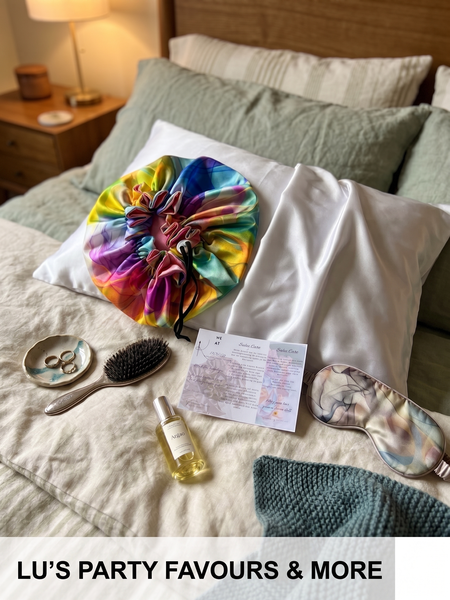 Printed Satin-Lined Bonnet & Scrunchie Gift Set