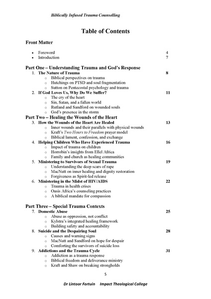 Biblically Infused Trauma Counseling Dr.Lintoor Fortuin