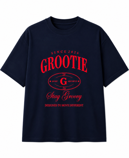 GROOTIE Stay Groovy Tee - Navy & Red