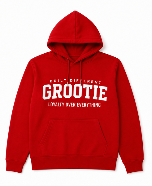 GROOTIE Built Different Red Hoodie