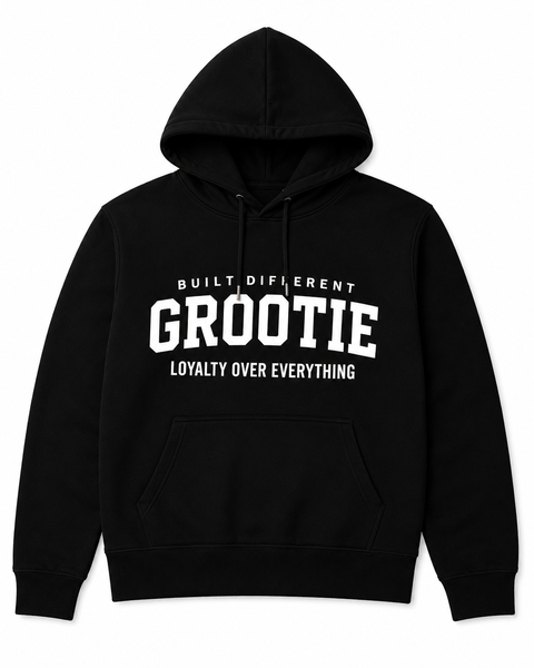 GROOTIE Built Different Black Hoodie