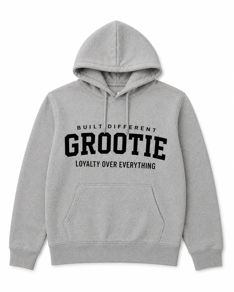 GROOTIE Built Different Grey Hoodie