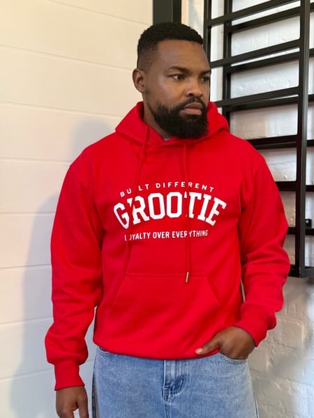 GROOTIE Built Different Red Hoodie