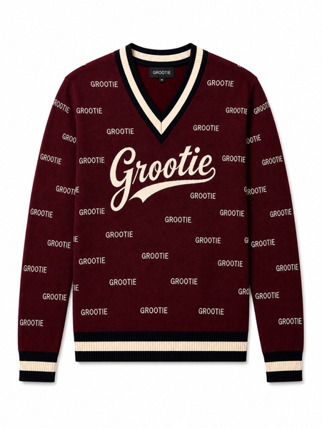 Grootie V-neck Jumper - Burgundy