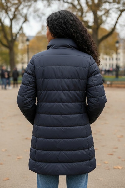 Blue Puffer Jacket with 3/4 Sleeves