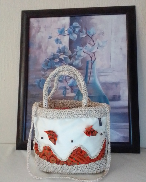 Cream and Orange Lady Bag