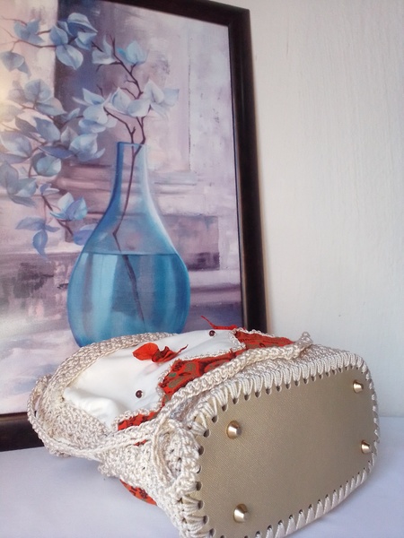 Cream and Orange Lady Bag