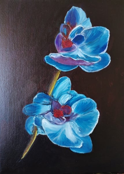 The Blues: An oil painting of flower