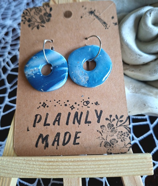 Blue Genes funky round hoop Polymer Clay Earrings