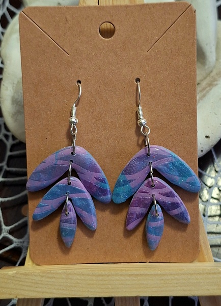 Mermaid Tales 3 Tier Polymer Clay Dangle Earrings