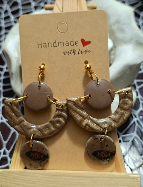 Boho Gypsy Polymer Clay Earrings with gold ball stud