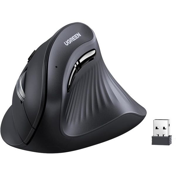 UGREEN Multi-Mode Vertical Mouse Bluetooth & 2.4G Wireless–Black