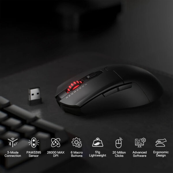 Redragon FYZU M995 PRO Wireless Gaming Mouse – Black