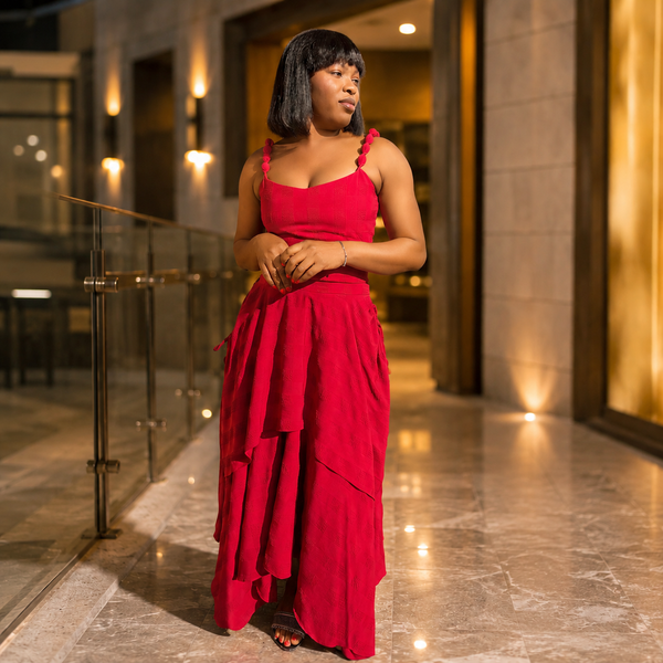 Maroon Cascade Two-Piece