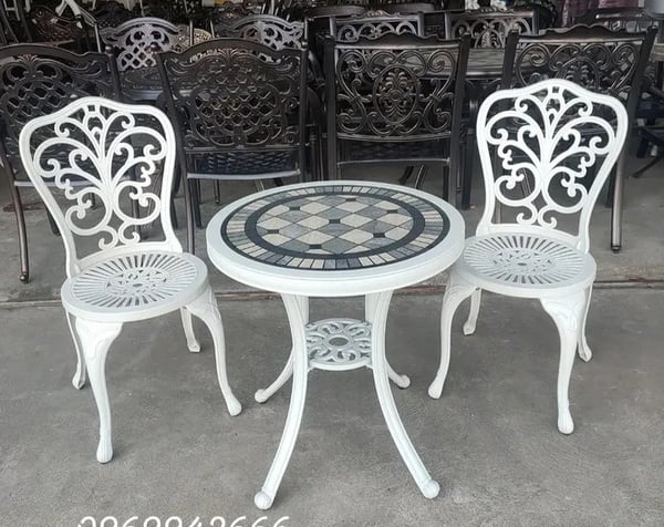 2-Seater White Mosaic Bistro Set