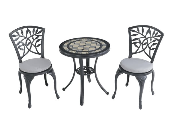 Black Leaf Mosaic Bistro Set