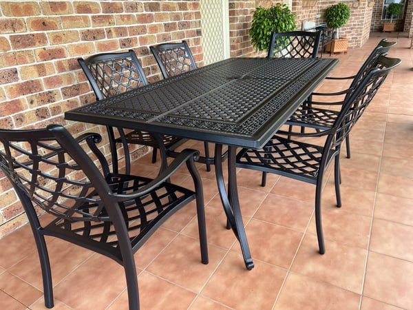 7-Piece, Black Patio Dinning Set