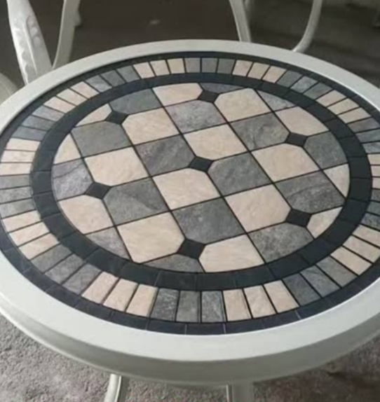2-Seater White Mosaic Bistro Set