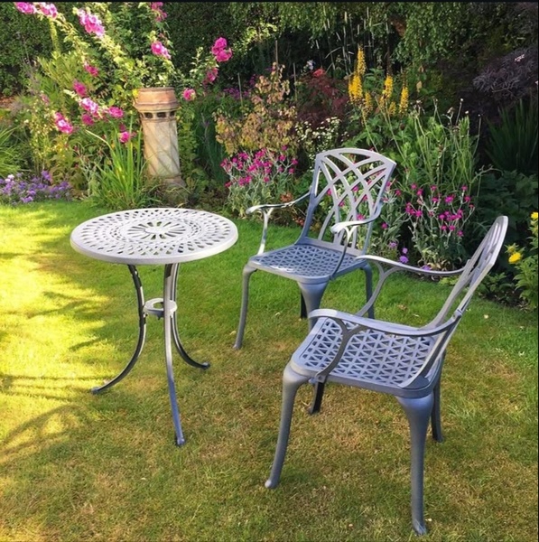 Cast Aluminum 5-Piece April Lattice Patio Sets